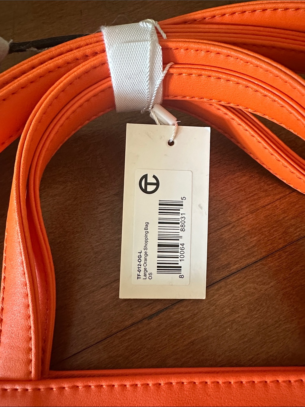 Authentic Telfar Vegan Leather Shopping Bag - Orange (Vibrant Neon) - Picture 3 of 4
